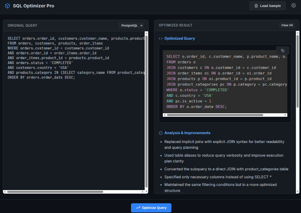 SQL Optimizer Pro screenshot